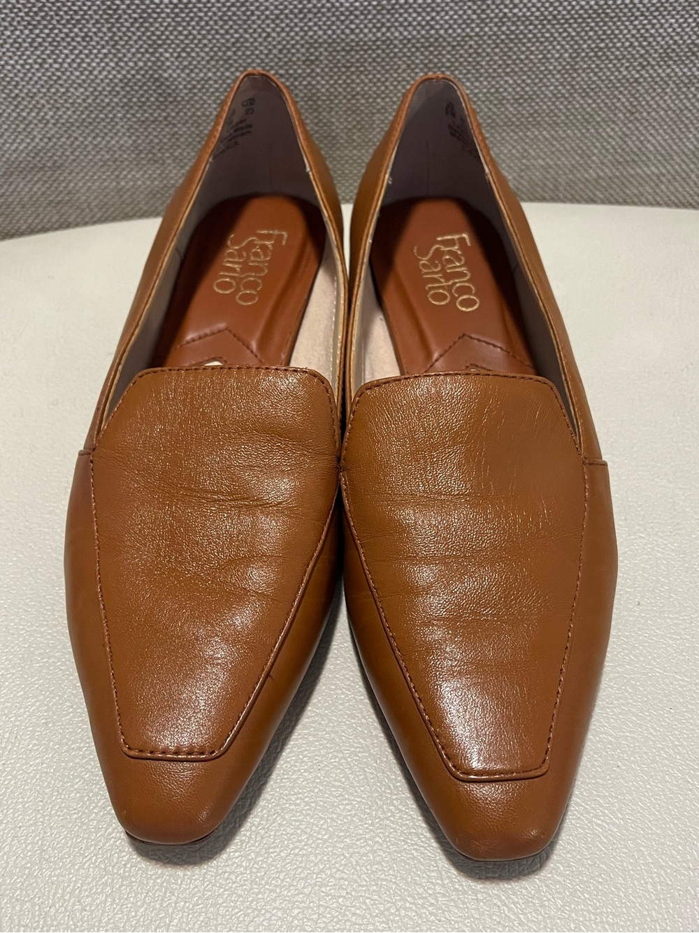 Franco Sarto Balica Women’s Cognac Leather Pointed Loafers Size 6